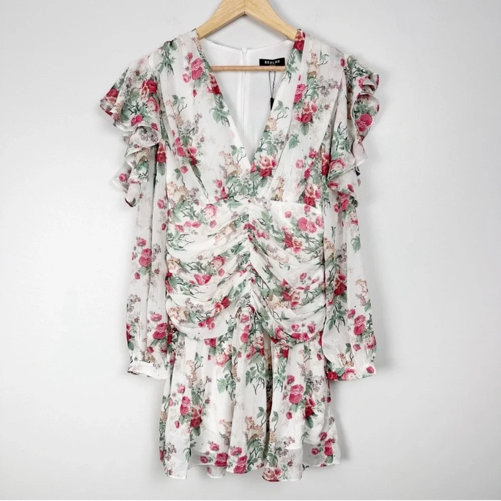 BEULAH London Floral Ruched Mini Dress - Picture 4 of 8